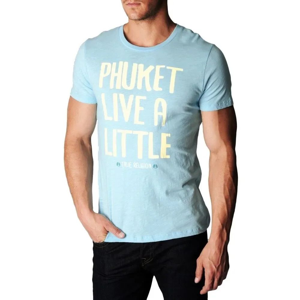 True Religion Jeans Men's Phuket Crew Neck T-shirt Pool Blue Sz L